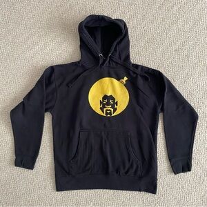 Men's Black Hoodie with Yellow Graphic Size Large
